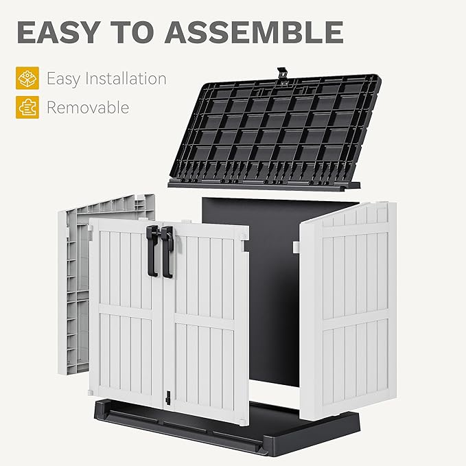 DWVO 36 cu ft Tool Storage Shed, Storage for Bakcyard, Patio, and Garden, Resin Plastic Shed with Sloped Lid, Lockable Door, and Wood Grain Finish, Light Gray