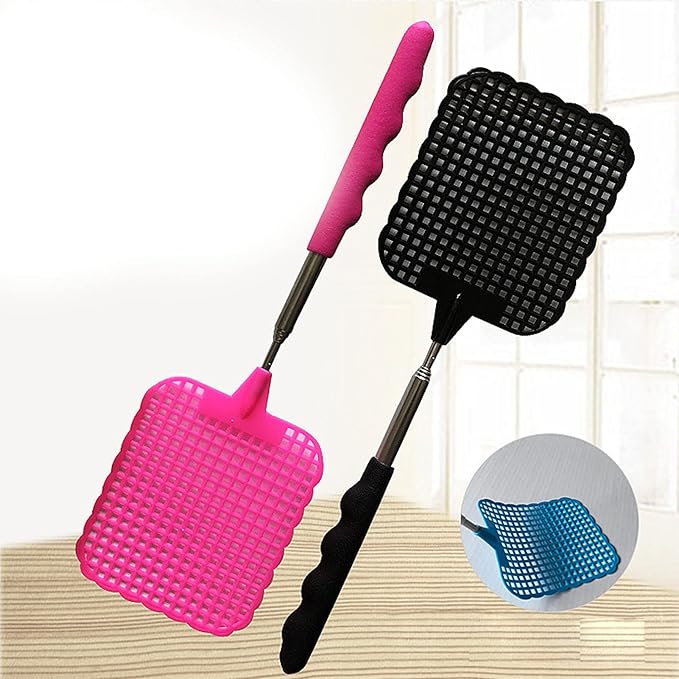 9PCS Fly Swatter, 10 to 29in Retractable Fly Swatter, Flyswatter with 3x3.7in Mesh Frame Suitable for Various Places Such as Homes Offices Outdoors and Camping