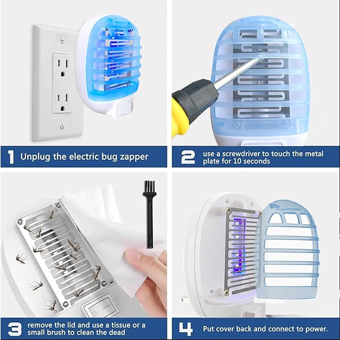 Bug Zapper Indoor,Fly Traps,Flying Insects,Electronic Insect Killer Fly Insect Trap Plug-in Mosquitoes Killer Mosquito Zapper with Blue Lights for Living Room,Kitchen,Bedroom,Office(2Packs)