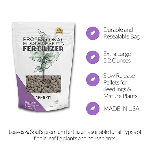 Fiddle Leaf Fig and House Plant Fertilizer Pellets |16-5-11 Slow Release Pellets for Seedlings and Mature Houseplants | Multi-Purpose Blend & Gardening Supplies| 5.2 oz Resealable Packaging