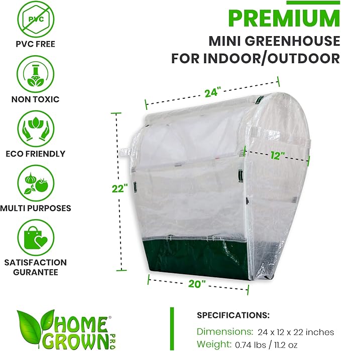 Portable Mini Indoor Greenhouse - Perfect Greenhouses for Outdoors & Indoors Gardening, 24''x22''x12'' Small & Heavy Duty Green Houses for Outside - Ideal Green House Planter for Herbs
