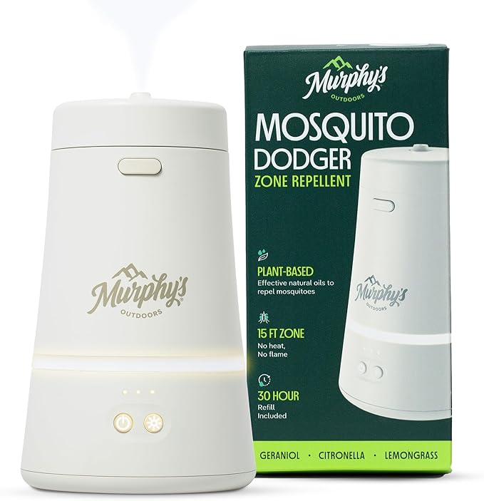 Murphy's Naturals Mosquito Dodger Zone Repellent, Outdoor Mosquito Spray, Essential Oils, 15-Foot Zone, Repels for 30 Hours, Refill Included