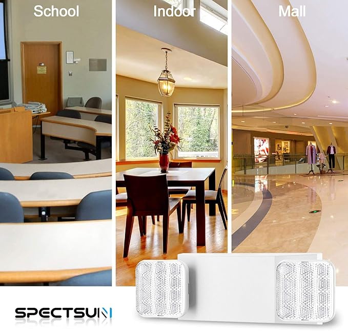 SPECTSUN 10 Pack LED Emergency EXIT Sign Lighting Combo- 120-277V Emergency Exit Lights for Home Power Failure-UL 924 Certified Commercial Emergency Light Fixtures,Ebulb Emergency Power