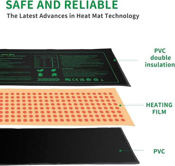NAMOTEK Seedling Heat Mat, 10" x 20.75" Waterproof Plant Heating Mat, Warm Hydroponic Heating Pad for Indoor Home Gardening Seed Starter,Germination, Greenhouse