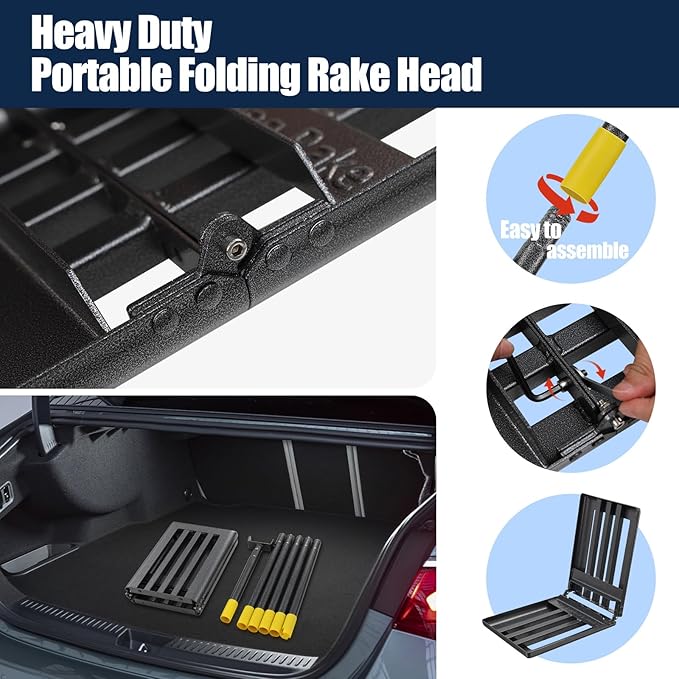 Heavy Duty Lawn Leveling Rake 30x10 with 70" Adjustable Handle - Commercial Grade Landscape Grading Tool, Foldable Yard Leveler for Soil Sand & Topdressing | Stainless Steel + Ergonomic Design