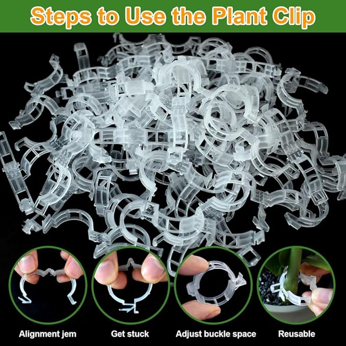 200 Pcs Plant Support Garden Clips, Tomato Clips, Crop Clips for Vine Vegetables, Fixing Tomato, Sweet Pepper, Eggplant, Makes Plants Grow Upright and Healthier