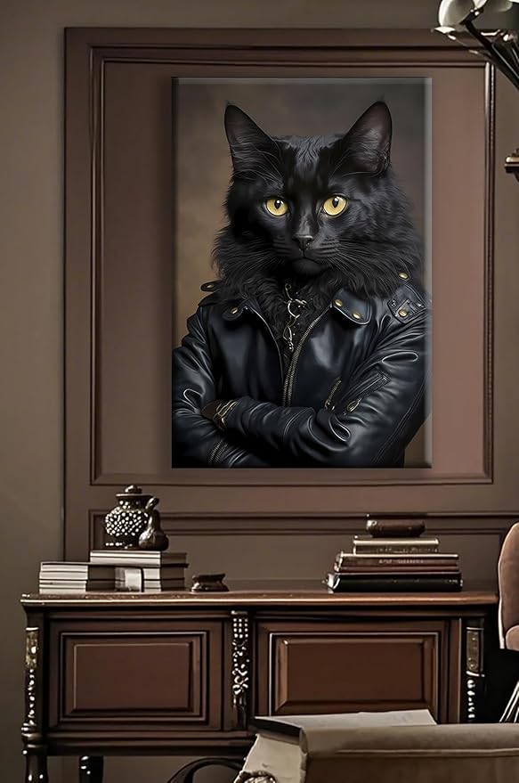 Jatinoo Dark Academia Decor Punk Black Cat Halloween Decorations Indoor Gothic Decor Vintage Wall Art Aesthetic Room Posters Gothic Wall Art For Cat Lovers 11.5x15 Inches