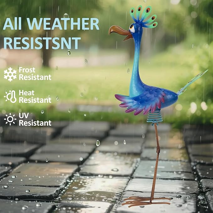 Natelf Large Peacock Statue Outdoor Metal Bird Decor Standing Metal Peacock, Garden Outdoor Sculpture for Yard Patio, Porch, Home for Women, Mom, Grandma