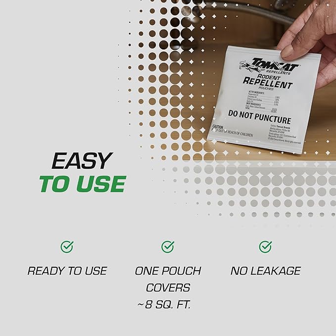 Tomcat Repellents Rodent Repellent Pouches, Ready-to-Use, Inside Rodent Prevention with Essential Oils, 4.23 oz., 4-Pack