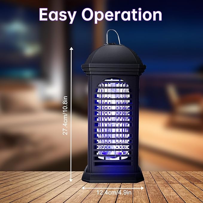 Bug Zapper,1800V 11W UV Insect Pest Fly Killer, IPX4 Waterproof Electric Fly Zapper for Indoor/Outdoor Use, Mosquito Killer for Home and Garden, Black