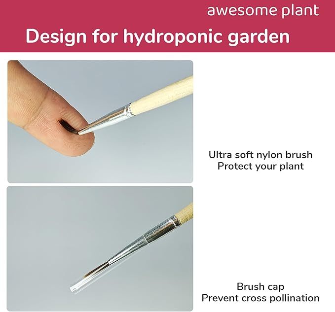 12 Pcs Pollination Brush for Indoor Hydroponic Gardens, Pollinator Tool for Aerogarden Ahopegarden and all Hydroponics Growing System Kit, Use on Tomatoes, Peppers, Strawberries and More
