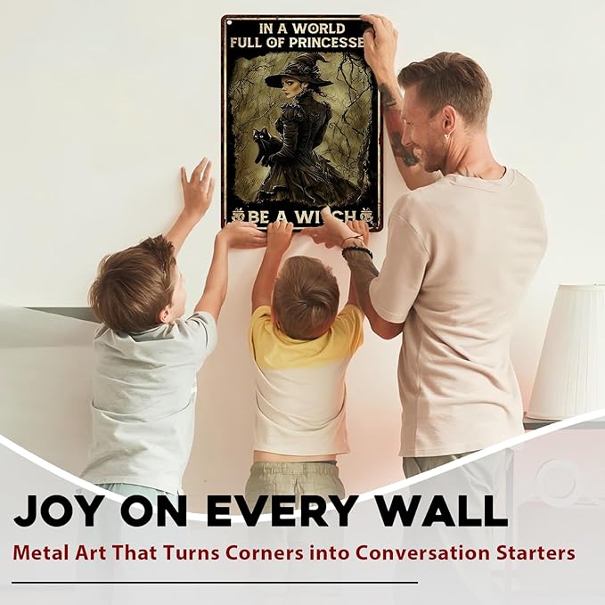 Halloween Witch Be A Witch In A World Full Of Princesses Vintage Metal Tin Sign Retro Halloween Decor Rustic Wall Art Bar Cafe Tin Plaque 12x16inch