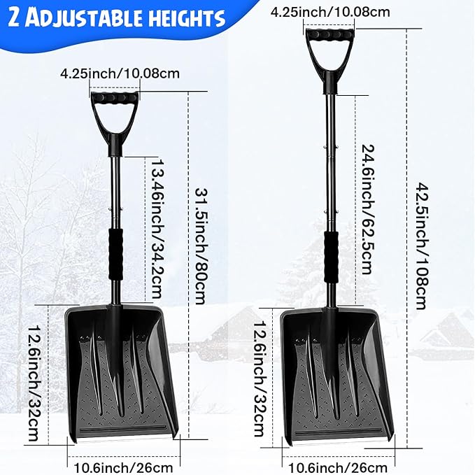 Snow Square Shovel, Shovels for Digging with D-Handle, Overall 41-Inch Long Garden Shovel for Car, Garden Tools, Black