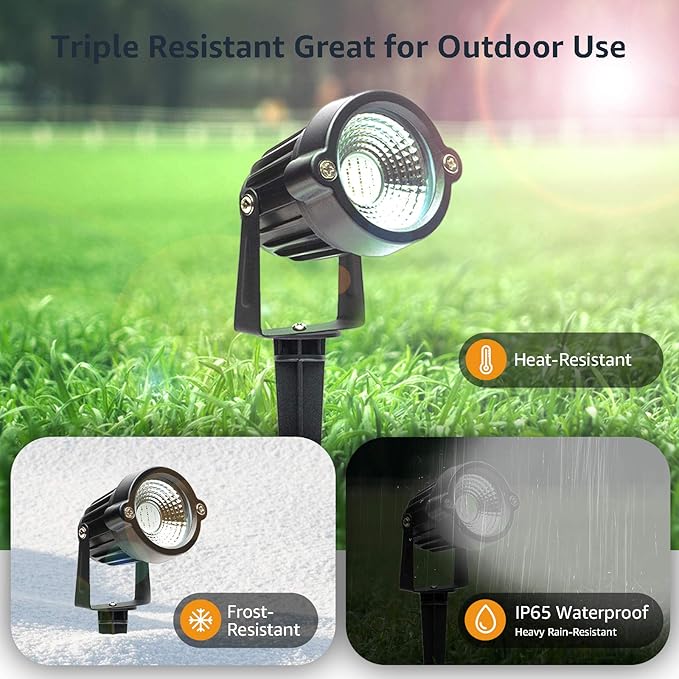 Yard Spot Lights Outdoor, Color Changing Spotlights Timer IP65 Waterproof LED Landscape Lighting with Remote Dimmable Pathway House Garden Lawn Uplights (8 in 1)