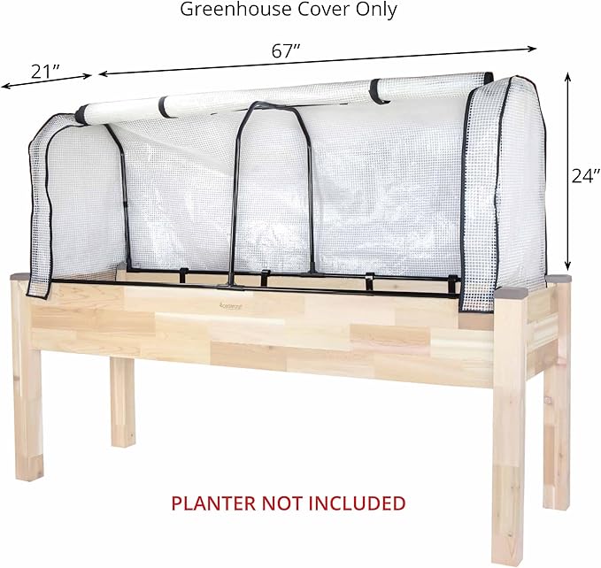 CedarCraft Greenhouse Cover 21" W x 67”L x 24" H - Provides The Perfect microclimate for Your Plants. Includes Frame & Cover. Planter NOT Included.