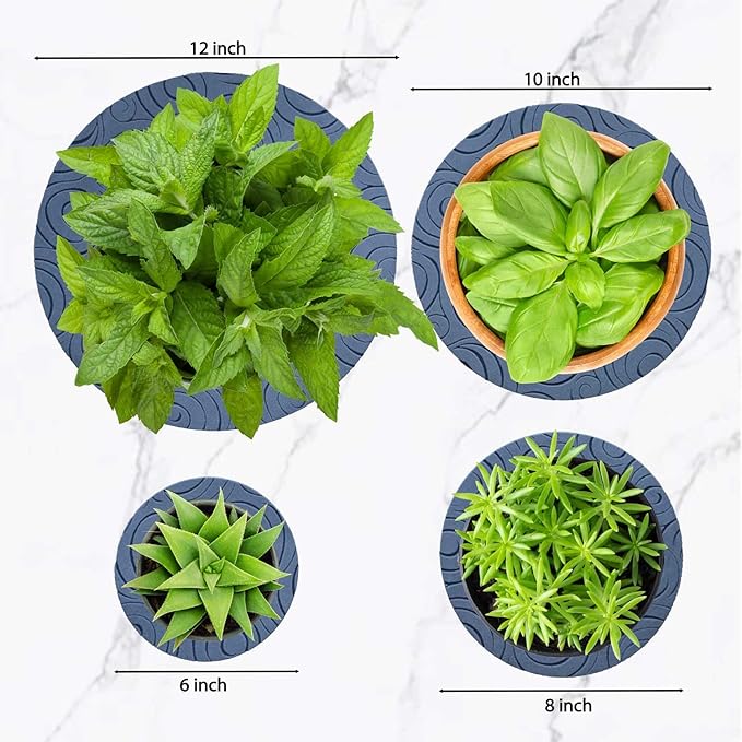 4 Pieces Microfiber, Water Resistant Flower Pot Holder, Absorbent Non-Slip Pot Plant Pad Round Plant Coaster Mat Indoor Flower Plant Protect Mat for Table Desk, or Windowsill (Multi Size, 4, Pack of)