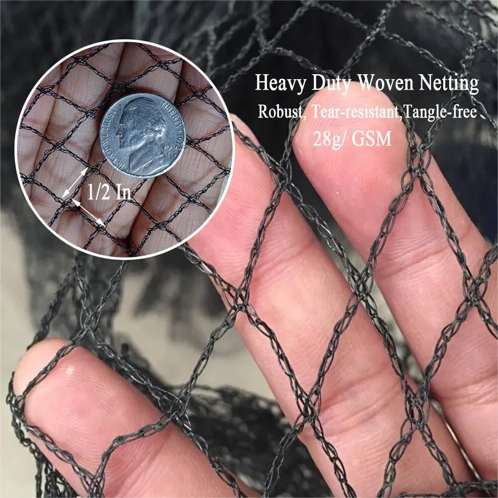 Bird Netting 20x30 Ft, 1/2In Mesh Heavy Duty Garden Netting Pest Barrier for Plants, Fruit Trees, Vegetables, Extra Strong Woven Mesh Netting, Animal Fencing Against Birds, Deer, Poultry