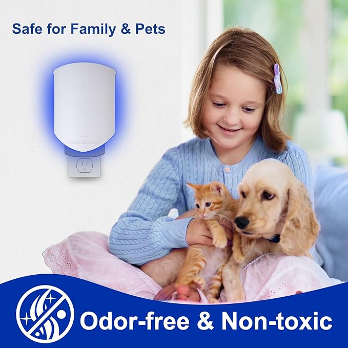 Flying Insect Trap for Indoors: Light Trap Captures Fruit Flies, Gnats, and Houseflies, Silent Bug Catcher with UV Light for Indoor-Plants, Kitchen, BUG PARKING 2 Plug-in Devices + 6 Cartridge Refills