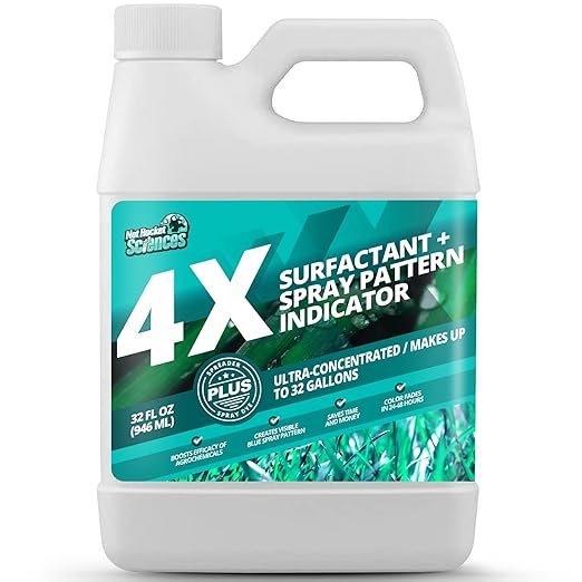 32oz 4X Spray Pattern Indicator Dye + Surfactant, Makes 32 Gallons of Wetting Agent for Lawn & Turf Mark - Effective Spray Indicator, Liquid Blue Dye for Marking Turf, Easy to Mix & Apply