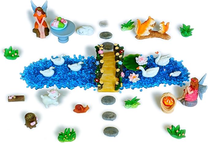 Miniature Fairy Garden Accessories, 36 Pieces Miniature Resin Figurines for Plant Pots, Backyard, Lawn, Micro Landscape, Dollhouse, Terrarium