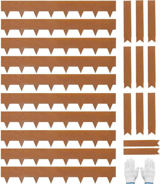 Hugeleaf 10 Pack 6.5 Inch Corten Steel Landscape Edging with 11 Pcs Metal Clips, Hammer-in Heavy Duty Metal Edging Pack of 10 (33 Feet Total Length) -Edge for Lawn Garden Yard, Above Ground 4.1 Inch