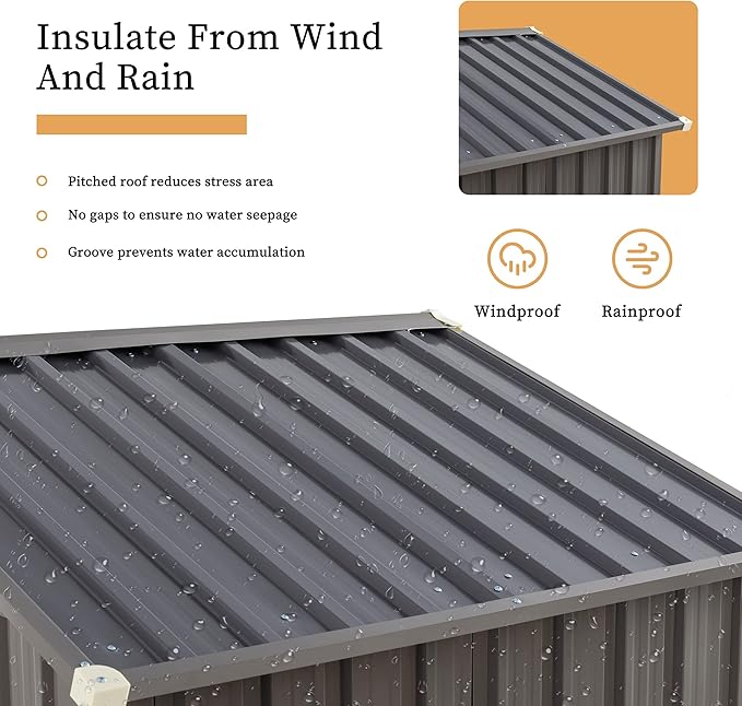 Vongrasig Outdoor Storage Shed, 6 x 4 FT Outside Metal Garden Shed with Large Window and Lockable Door, Waterproof Tool Shed for Backyard Patio, Lawn and Garden (Gray)