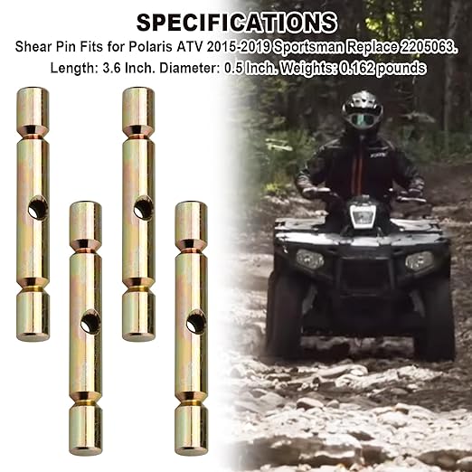 Aillsa ATV Snow Plow Shear Pin(4pc) Compatible with Polaris ATV Snow Plow Glacier,fits Polaris ATV 2015-2019 Sportsman 2205063 Replacement Snow Plow Shear Pin Accessories