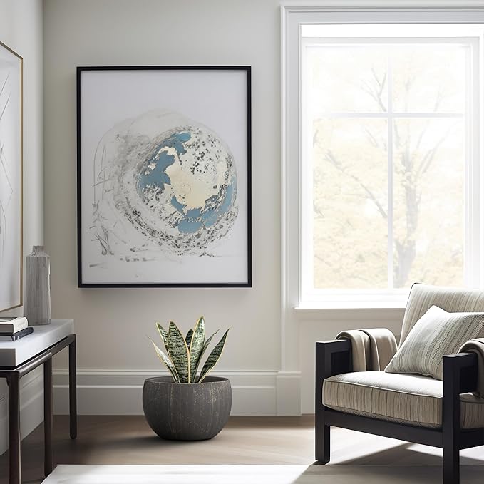 Kante 15.7" Dia Round Concrete Planter, Outdoor/Indoor Large Bowl Plant Pots with Drainage Hole and Rubber Plug for Garden Patio Balcony Home, Oil Rubbed Bronze