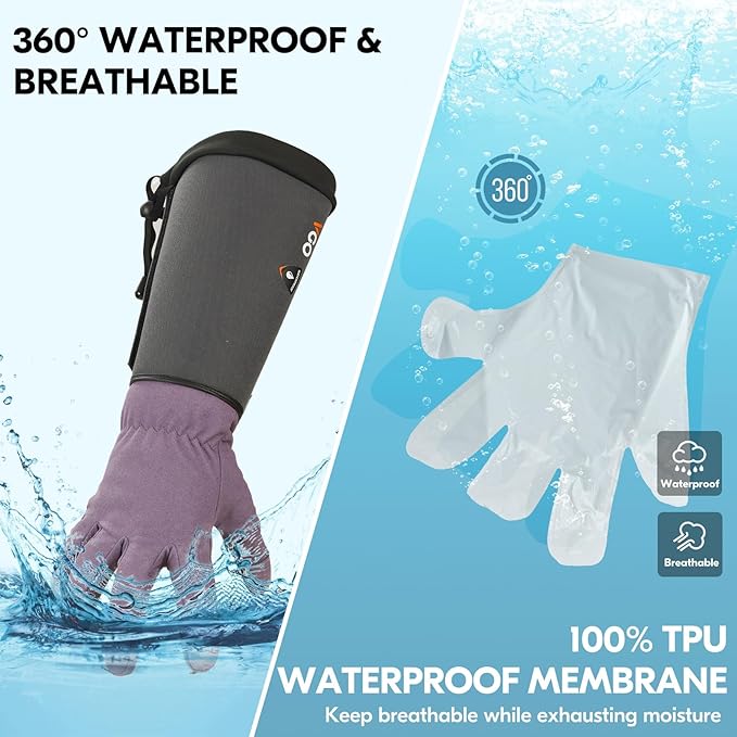 Vgo... Winter Warm Safety Work Gloves Women, Extended Pig Split Leather Cuff,Synthetic Leather, Rose Pruning Thorn Proof,Gardening(Size S,Purple,SL6592FLWP)