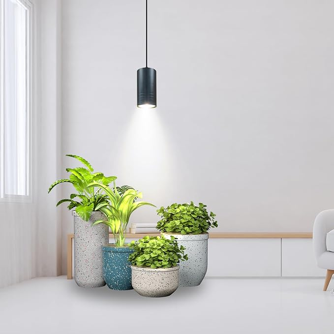 Plant Hanging Grow Light Full Spectrum Warm White Color with Timer, Plug-in Pendant Grow Lights,Large Black Luxury LED Grow Lights,Indoor Pendant lamp