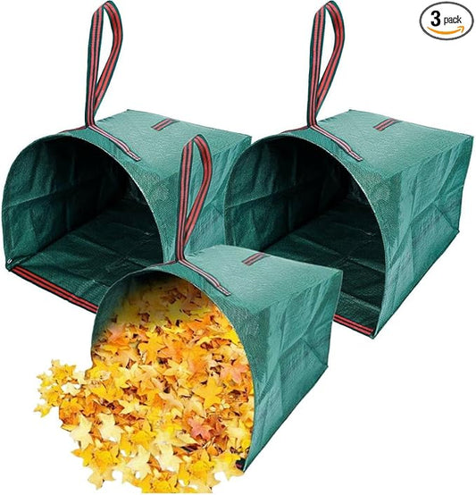 Leaf Collector – 3-Pack Heavy Duty Yard Waste Bags, 40-Gallon Collapsible & Reusable for Grass Clippings, Leaves & Garden Debris