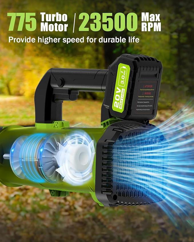 Leaf Blower Cordless | 530 CFM & 170 MPH | 2 Batteries and Fast Charger | 20V Powerful Lightweight Electric Cordless Leaf Blowers for Lawn Care, Yard