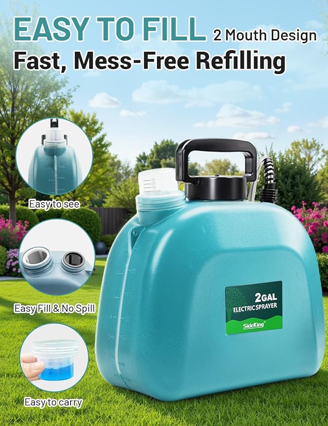 Battery Powered Sprayer 2 Gallon, 7.4V Powful Electric Pump Sprayer in Lawn and Garden with 32'' Wand, Backpack Weed Sprayer for Yard, Fertilizer