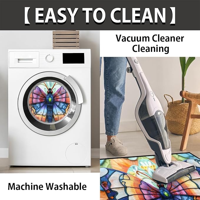 cfpolar Non-Slip Soft Half Round Door Mat, Color Butterfly Semicircle Mat for Indoor Entrance Garage Bath Living Room Patio 24 x 36 in