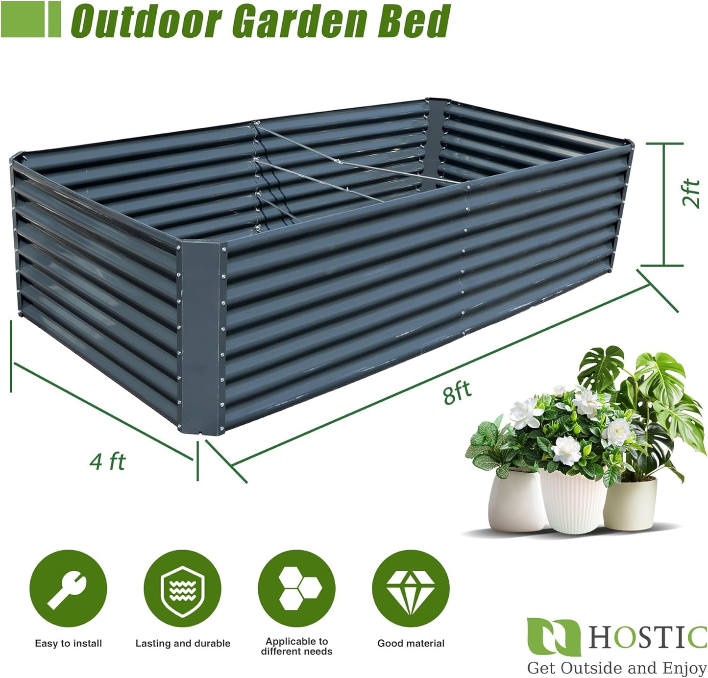 8x4x2FT Galvanized Planter Raised Garden Boxes Outdoor Large Metal Gardens Beds for Vegetables Flowers Herbs Succulents 478 Gallon Capacity