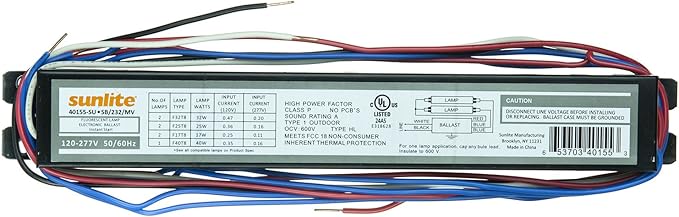 Sunlite 40155-SU SB232MV 2 Lamp F32 T8 Linear Fluorescent Ballast, Multi volt