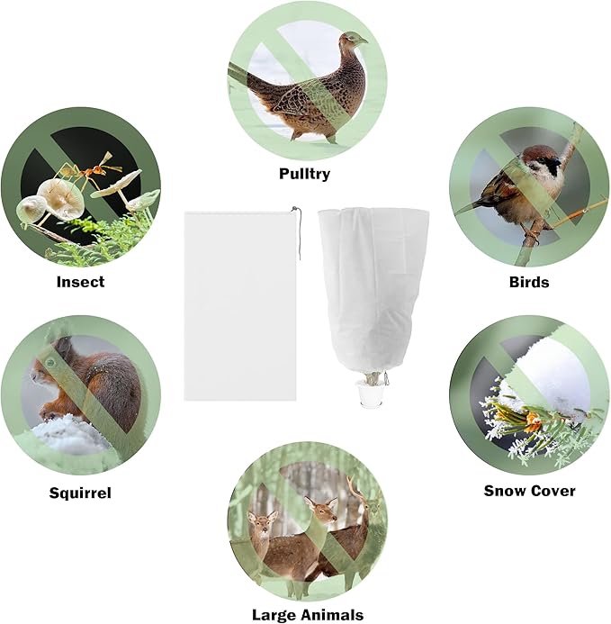 Alpurple 4 Packs Winter Zipper Plant Covers - 47" X 31.5" Warm Plant Protection Cover Bags, Frost Cloth Blanket Protecting Fruit Tree Potted Plants from Freezing Animals Eating