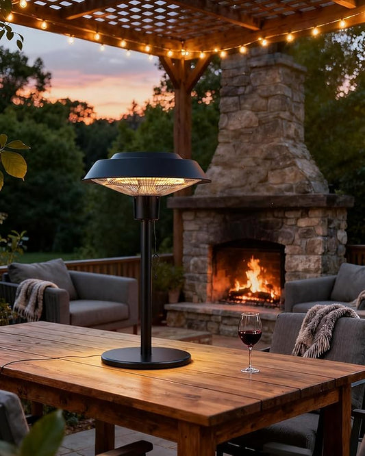 Electric Patio Outdoor Heater, 600W/900W/1500W Infrared Tabletop Heaters for Indoor Oudoor Use, IP55 Waterproof, Tip-over & Overheating Protection, Perfect for Garden, Balcony, Garage, Backyard