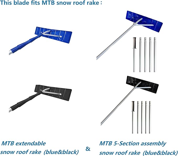 Blue 25 Inch x 6 Inch Replacement Poly Blade for Snow Roof Rake, Snow Rake Blade