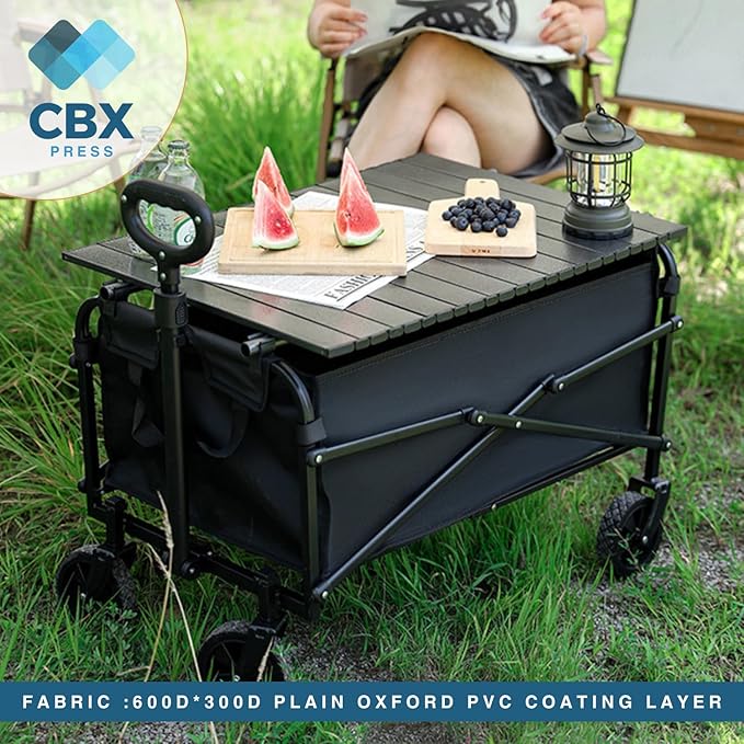 Heavy-Duty Collapsible Cart with Wheels – 220 lbs Capacity, Foldable Utility Cart for Camping, Beach, Sports, Garden & Grocery Use