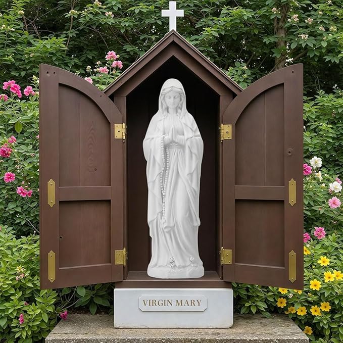 Virgin Mary Statue Outdoor - Large Blessed Mother Mary Sculpture, Virgen de Guadalupe Catholic Figurine for Garden, Yard, Patio, Indoor & Outside Decor, Religious Gift, White, 29.5-Inch