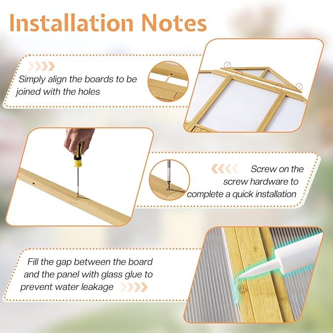 Jocisland 8x9.5x7.5 Ft Wooden Greenhouse, Pre-Assembled Solid Cedar Frame, Walk-in Design, Lockable Door, Adjustable Roof Vents, Polycarbonate Panels for Outdoor, Garden, Backyard