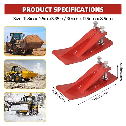 Tractor Bucket Protector, 2Pcs Ski Edge Protector Turf Tamer Double Lock Nuts and Bolts 4.5” Width Bucket Attachment Bucket Edge Anti-Skid for Snow Leaves Removal Spreading Gravel