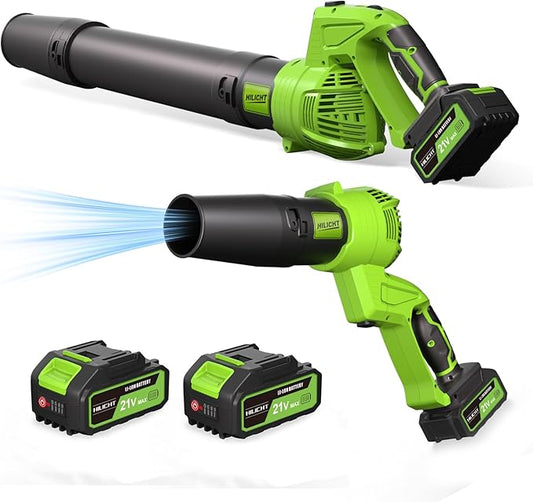Cordless Leaf Blower with 2 Batteries & Fast Charger 5-Speed Adjustable - Lightweight Handheld Blower for Lawn, Yard, Driveway - 30% Less Fatigue Ergonomic Design (2 * 21V-4.0Ah)
