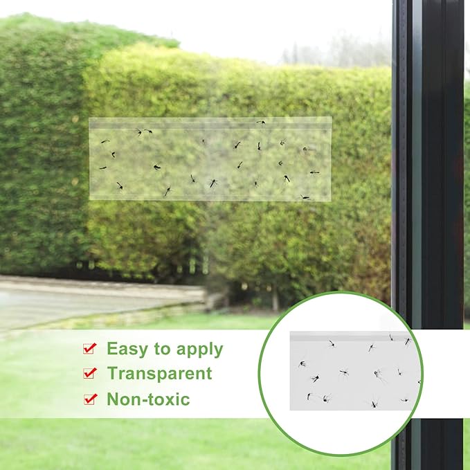 50 Pack Window Fly Trap, Fruit Fly Traps for Indoors, Fly Paper Sticky Strips, Fly Traps for Indoors Clear