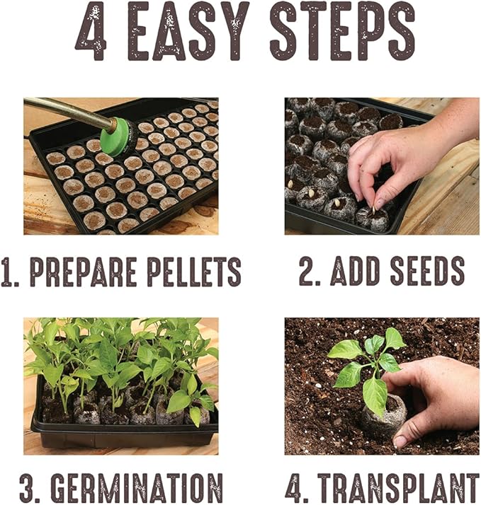 Jiffy Seed Starting Tray Kit, 36 Cell 36mm Peat Pellets with Bonus - 3 Pack, 108 Pellets Total