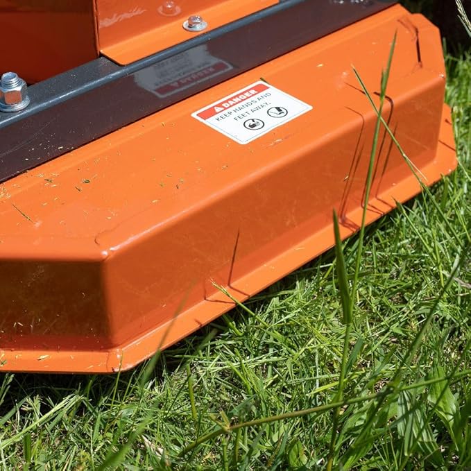 Titan Attachments 3 Point PTO Finish Mower, 48" Cutting Width, Cat 1 Hookup, Orange Finish, Rear Discharge, Pull Behind Mower for 18-30 HP Tractors, Low-Noise Cast Iron Gearbox