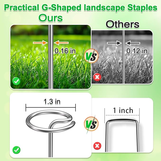Heavy-Duty Landscape Staples – 120 Pcs 6-Inch G-Shaped Thickened Galvanized Garden Fabric Staples,Rust-Resistant Ground Cover Pins for Weed Barrier, Erosion Control & Landscaping Projects