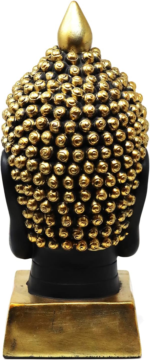 Seraphic Buddha Head Statue for Home Decor or Outdoor, Gold, 13" Tall