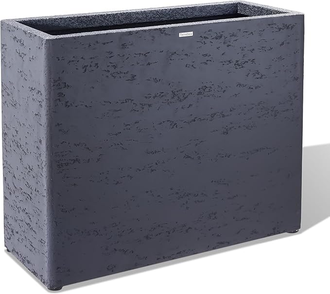 Tall Rectangular Composite ConcretePlanter（30Lx12Wx25H，66 Pounds）,Durable All-Weather Use with Drainage Holes,Large Rectangular Planter for Outdoor Indoor Plants